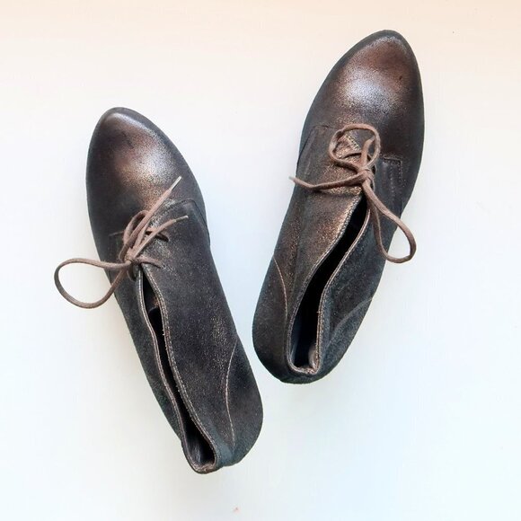 NEW Paul Green Shimmer Leather Lace Up High Heel Ankle Boots Booties Size 7.5 - Picture 13 of 16